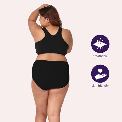 Image of Adira | 3XL-10XL Cotton Panties for Women Plus Size | High Waist Panty with Full Coverage | Inside Elastic - No Elastic Exposure to Skin | Plus Size | Pack of 3