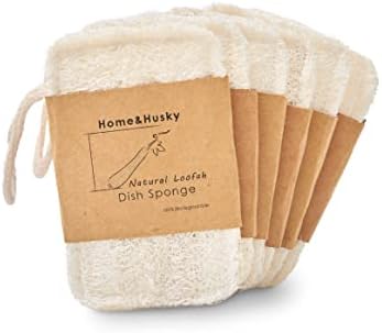 6-Pack Natural Loofah Body Scrubber for Shower and Dishes