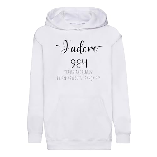 Sweat à capuche enfant J'adore 984 Terres Australes idéal pour l'école et le sport