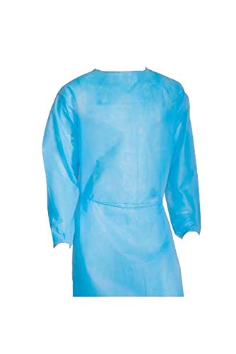 Nobles Level 2 Universal Size Blue Disposable Isolation Gowns - Latex-Free Gown is Fluid Resistant with Elastic Cuffs - Medical & PPE Gowns - Ideal Safety Protection for Women & Men (Case of 50)