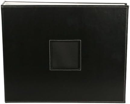 American Crafts 15-Inch by 12.6-Inch D-Ring Leather Scrapbooking Album, Black