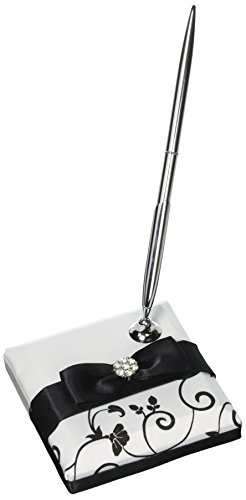 Lillian Rose Pen Set, 3.75-Inch, Black and White