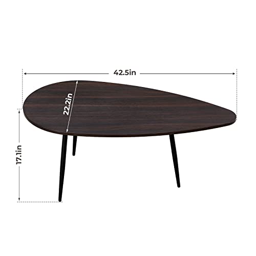 SAYGOER Oval Coffee Table Espresso Wood Mid Century Modern Coffee Tables Unique Retro Farmhouse Accent Center Sofa Rustic Table for Living Room Home Office Easy Assembly, Dark Brown