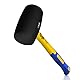 S&R Gummihammer Schwarz 910g aus Naturkautschuk mit rutschfestem stoßdämpfendem Fiberglasstiel, ⌀=75 mm, Schonhammer für Außenarbeiten zB. Pflastersteine, Klinker, Fliesen, Camping - GS geprüft