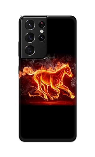 Image of PRINTFIDAA Printed Hard Back Cover Case for Samsung Galaxy S21 Ultra 5G Back Cover (Fiery Horse) -112