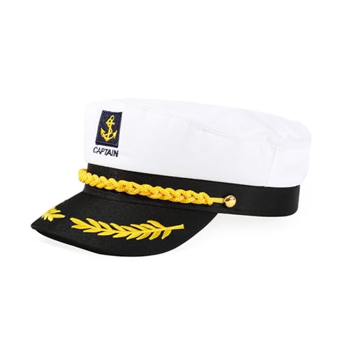 Soochat Sailor Ship Yacht Boat Captain Hat Sea Cap Navy Marines Costume Accessory (White)