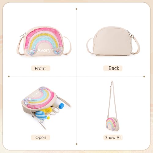 Image of Personalized Purse, Rainbow Glitter Custom Name Crossbody Bag