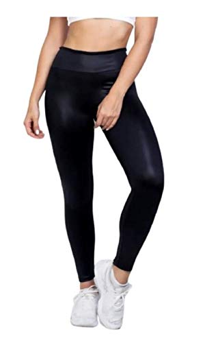 Legging Leg Cirre Fitness Liso Tipo Couro Cintura Alta Feminino Conforto Brilho (GG)