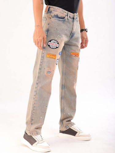 Image of The Indian Garage Co Men Vintage Straight Fit Solid Mid-Rise Jeans