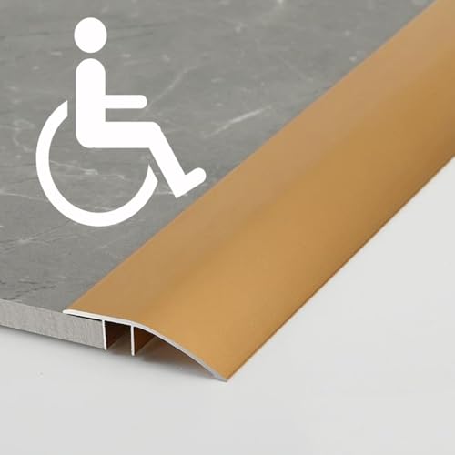 QTWLG 90 120cm Strisce di Transizione del Pavimento Irregolari Coprisoglia Profilo di Transizione per Bordi Striscia di Soglia in Metallo per Pavimenti E Porte(Gold,90cm)