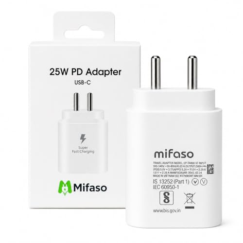 Image of Mifaso 25W USB C Fast Charger, PD 3.0 Type C Wall Adapter Compatible with Samsung Galaxy A Series, M Series, F Series & Other USB-C Devices, White (Cable Not Included)