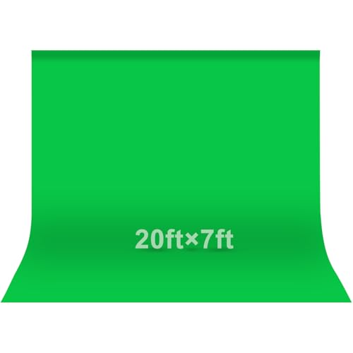 EMART Green Screen Photo Backdrop, 20 x 7 ft Photoshoot Backdrop Chroma Key Green Screen Polyester Cloth Fabric Curtain for Background Removal, Zoom Meeting, Photo Video Studio, Live Streaming