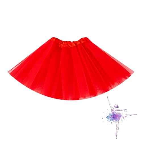 Tutu Skirts for Women Girls Ballet Fluffy Tutus Tulle Ladies Dance Party Adult Tutu Skirt Fancy Mesh Tutus Skirt Layered for Women And Teens for Dress-Up Parties Dancingcostumes Performances (Red)