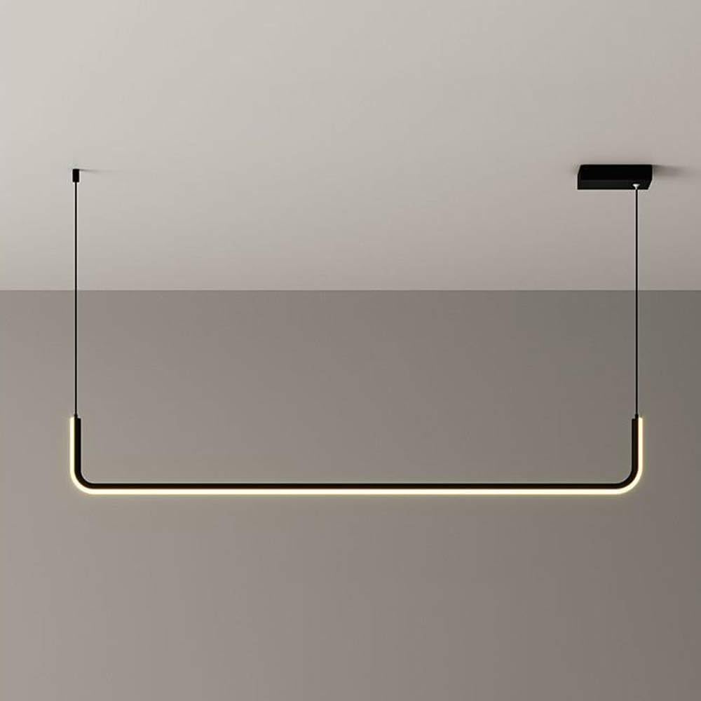 Lustre linéaire à LED noir moderne de 90cm pour table à manger et îlot central