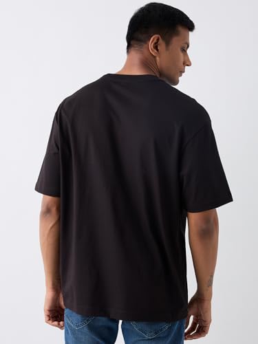 Image of Spykar Men's Oversized Round Neck Half Sleeve Solid Casual T-Shirt
