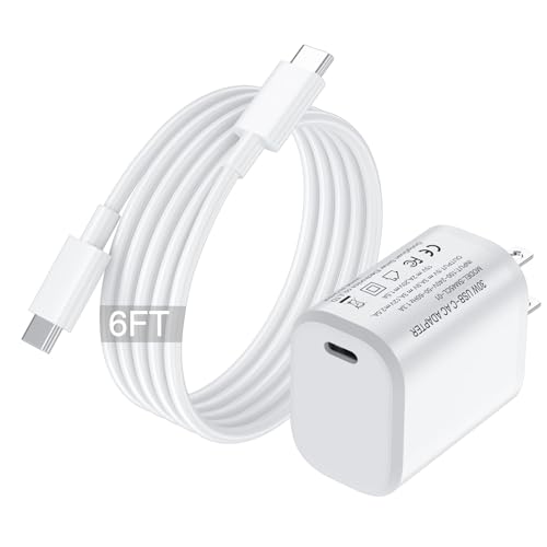 Ymawetia 30W USB C Charger Block Fast Charging Replacement for Google Pixel 8 7 6 5 8 7a 6a 5a Fit for Iphone 15/Pro/Pro Max Galaxy S25/S24/S23 PD Power Adapter Wall Charger Box+6ft Type C to C Cable
