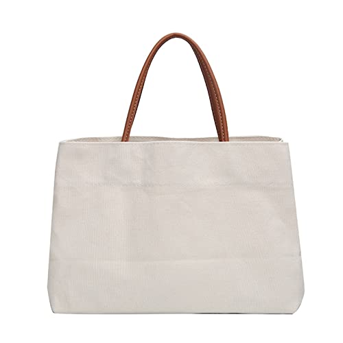 BOTCAM Mujer Bolsos Grande Con Rhinestone Fabricante Personalizado Bolso de lona simple Bolsa de almacenamiento de lona de alta capacidad, Blanco, talla única