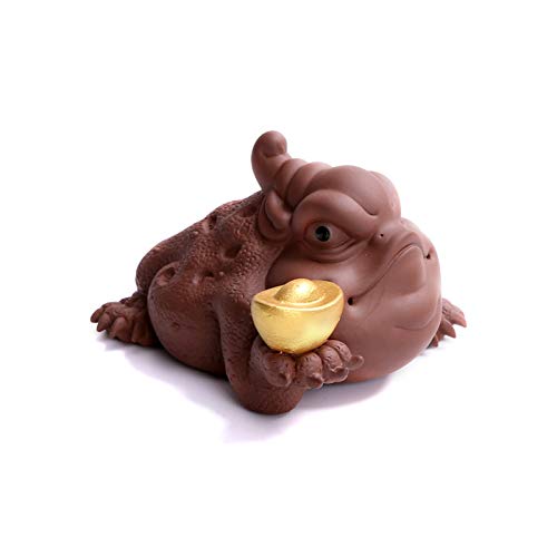 Crapaud de la Fortune Feng Shui RLKHXBS en Résine Dorée pour Bureau