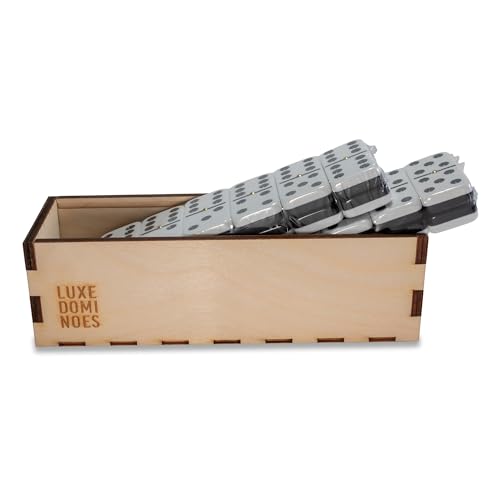 Deluxe Modern Domino Set Doble Seis en caja de madera miniatura 5