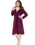 Morgenstern Sauna Bademantel Damen Reißverschluss Kapuze Bordeaux L