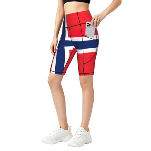 Legging drapeau norvégien taille haute pour femme - Pantalon de yoga imprimé