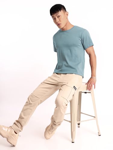 Image of BEYOUNG Cotton Regular Fit Plain T-Shirt for Men | Flexible Round Neck | Casual T-Shirt | Solid T-Shirt | Half-Sleeves | Stylish T-Shirt