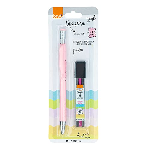 Lapiseira 2.0mm + Grafite 6 un. Linha Soul Cor Pastel Rosa - BRW