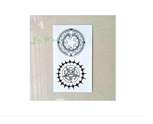 Cartela Tatuagem Temporária Satanismo Bruxaria Ritual Nome do desenho:Bruxaria;Cor:preto 2