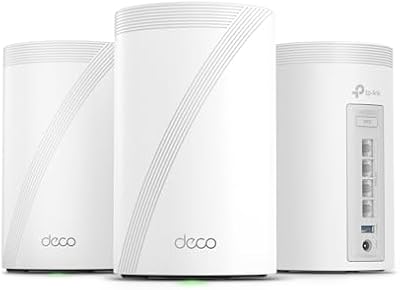 TP-Link Deco 7 Pro BE63 Tri-Band WiFi 7 BE10000 Whole Home Mesh System - 6-Stream 10 Gbps, 4x2.5G Ports Wired Backhaul, 4X Smart Internal Antennas, VPN, HomeShield, Free Expert Support (3-Pack)