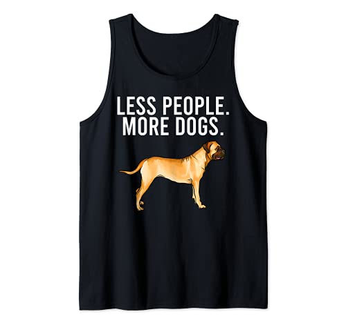Less People More Dogs Bullmastiff Funny Introvert Tank Top, Black