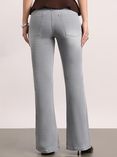 Image of Urbano Fashion Women's Mid Rise Bootcut Washed Jeans Stretchable
