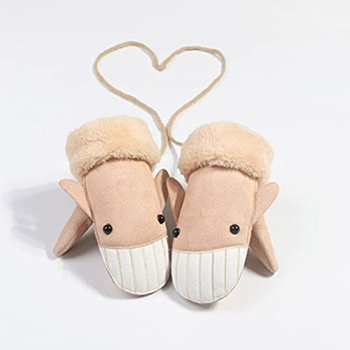 Guantes de invierno para niños UKKO de ante y cashmere color caqui talla única