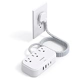 One Beat 1 Pack Cruise Essentials,5 Ft Flat Extension Cord, 3 Outlets 4 USB Ports(2 USB C) Flat Plug Power Strip,USB Charging Station with Non Surge Protector for Cruise Ship,Travel,Dorm Essentials