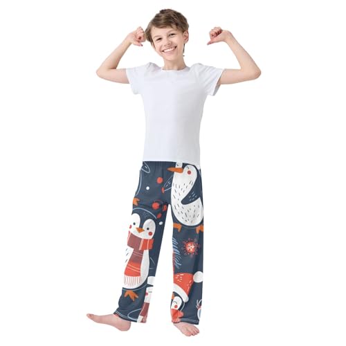 ZZXXB Penguin Spruce Branch Boys Long Pants Soft Trousers Elastic Waist Kids Lounge Bottoms with Pockets S-XL2