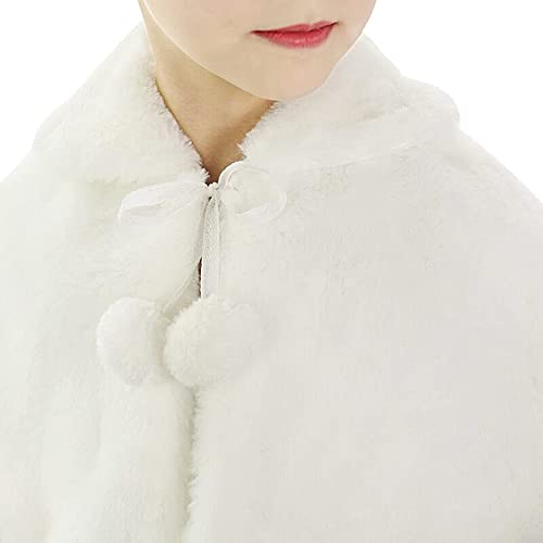 IPENNY Girls Faux Fur Wrap Shawl Flower Kids Princess Cape Wedding Bridesmaid Bolero Shrug Christmas Party Costume Dress Up3