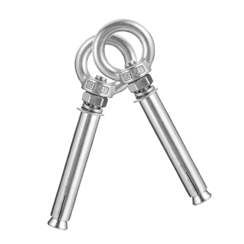 IWOWHERO 2 Tornillos De De Acero Inoxidable, Pernos, Sujetadores De Ojos, Pernos De Argolla De Gancho Cerrado, Sujetadores Para Paredes De Concreto (m6x60) Para Aplicaciones De