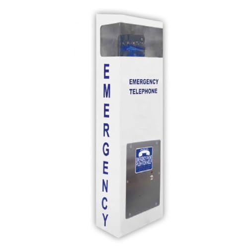 Alpha Communications EPV2 Call Station - 120Volts/VoIP-Strobe and BEAC; White Finish with Blue Strobe; Operate On VoIP Phone and 120 VAC Power; 1-Call Button; ADA Compliant, 30-Inches High