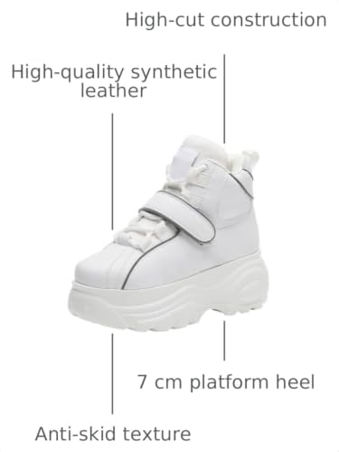 Image of ANUFER Women's Goth Punk High /Low Top Platform Chunky Sneakers Lace Up Wedgel Heel Dad Shoes
