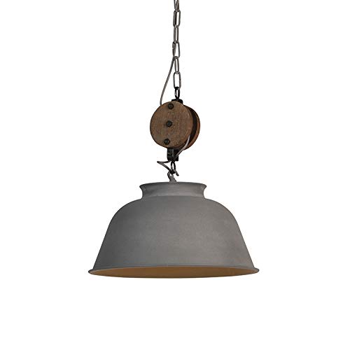 Preisvergleich Produktbild QAZQA Industrie / Industrial Industrielle Hängelampe Betonoptik - Bax / Innenbeleuchtung / Wohnzimmerlampe / Schlafzimmer / Küche Holz / Metall Rund LED geeignet E27 Max. 1 x 60 Watt