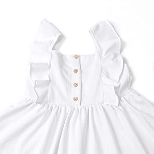 Girls Denim Dress Flutter Sleeveless Classic Jean Shirt Button Down Dresses for 6-13 Years3