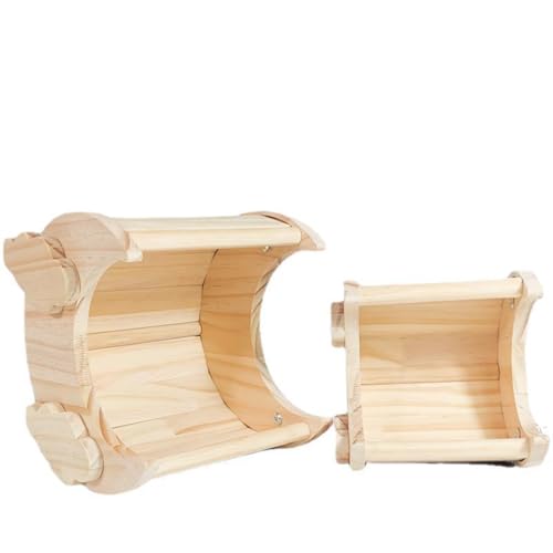 Vlfn チンチラ ハウス 木製 かじり防止 月型 雲型 隠れ家 小動物 寝床 固定式 天然木材 安全塗料 ケージ装飾 ペット用 (L)