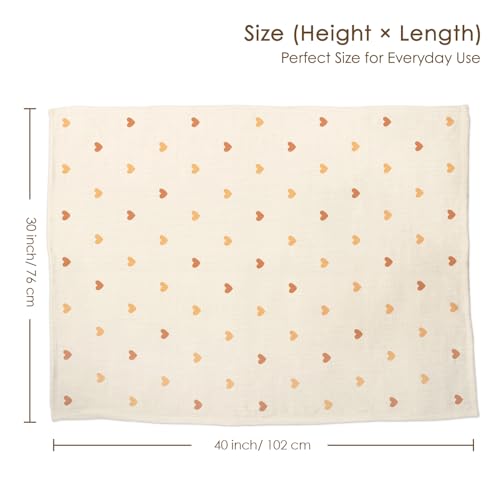 Image of Heart Baby Blankets for Girls, Soft Nursery Minky Blankets with Muslin and Dotted Fleece Back 30x40 inches, Receiving Bed Quilt for Newborn, Infants, Toddlers