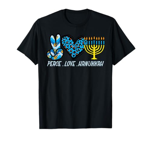 Peace Love Hanukkah ebraica Hanukkah Chanukah Uomini Donne Bambini Maglietta