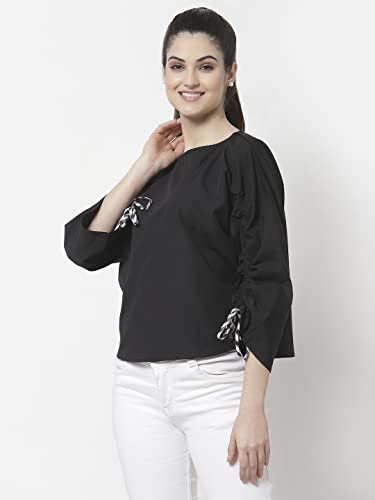 Image of Style Quotient Women Black Solid Tops
