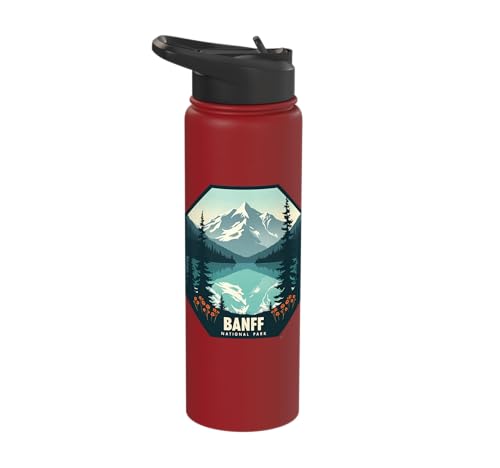 Banff National Park Mountain Reflections Scenic View Stainless Steel Insulated Water Bottle