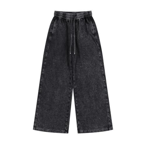 Bobeutou Mens Acid Wash Athletic Sweatpants Cotton Workout Elastic Waist Gym Drawstring Joggers Pants with Pockets Streetwear