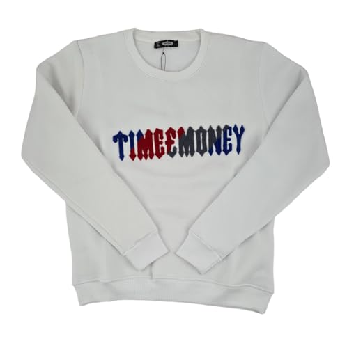 Sweat-shirt à col rond en coton homme noir Time Is Money