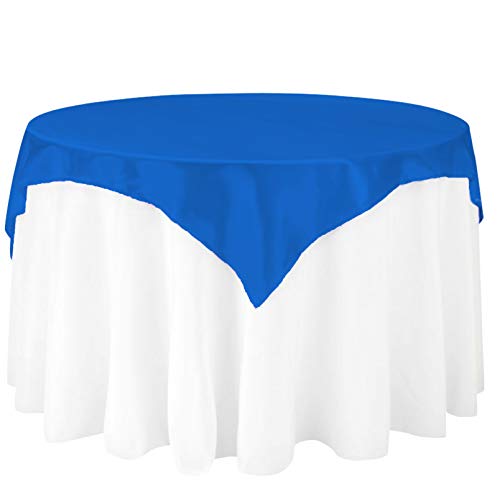 LinenTablecloth 60-Inch Square Satin Overlay Royal Blue