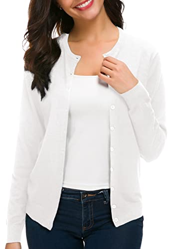 Urban CoCo Women's Long Sleeve Crew Neck Button Down Knit Cardigan Sweater3