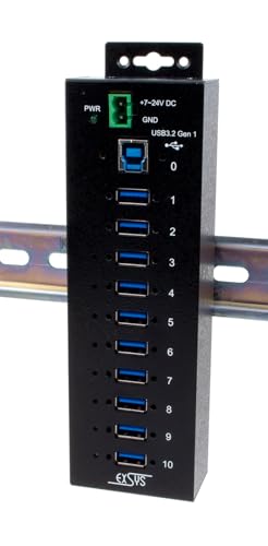 EXSYS EX-1510HMVS hub di interfaccia USB 3.2 Gen 1 (3.1 Gen 1) Type-B 5000 Mbit/s Nero